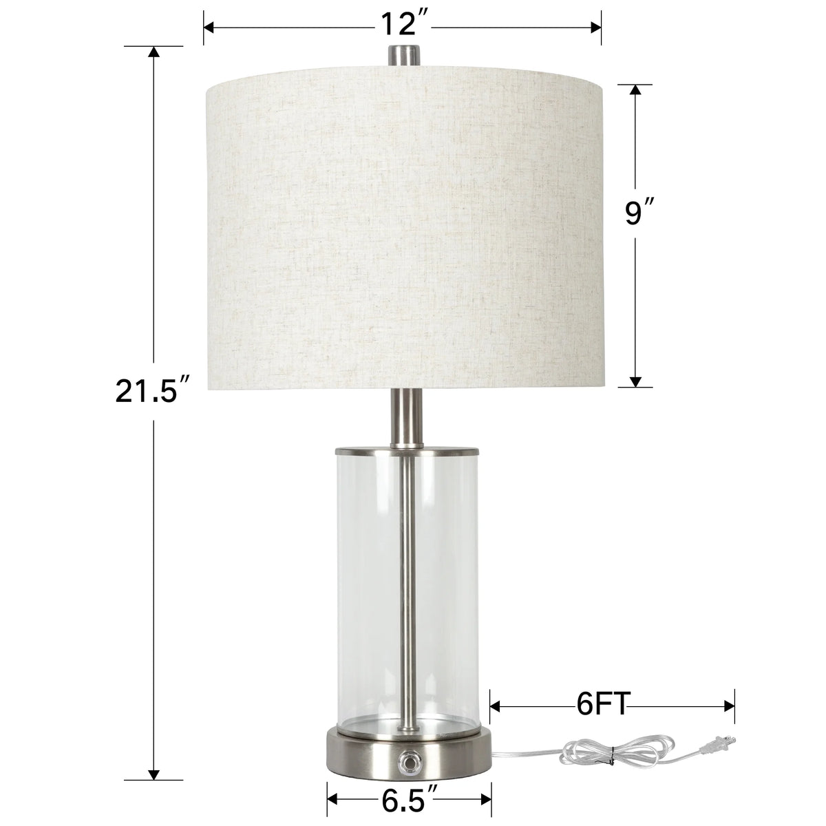 21.5" Modern Table Lamps Set of 2, 3 Way Dimmable Touch Lamps with USB C+A W92777