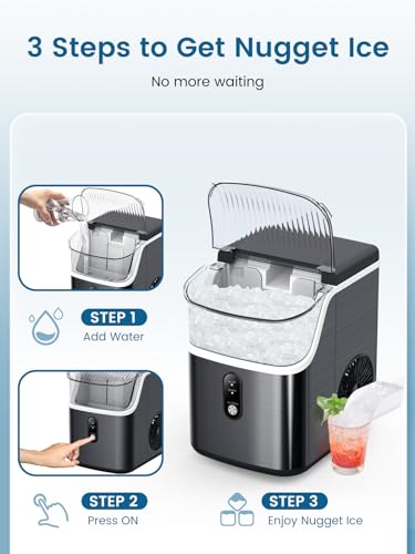 Portable Countertop Nugget Ice Maker 34Lbs/Day Self-Cleaning N354