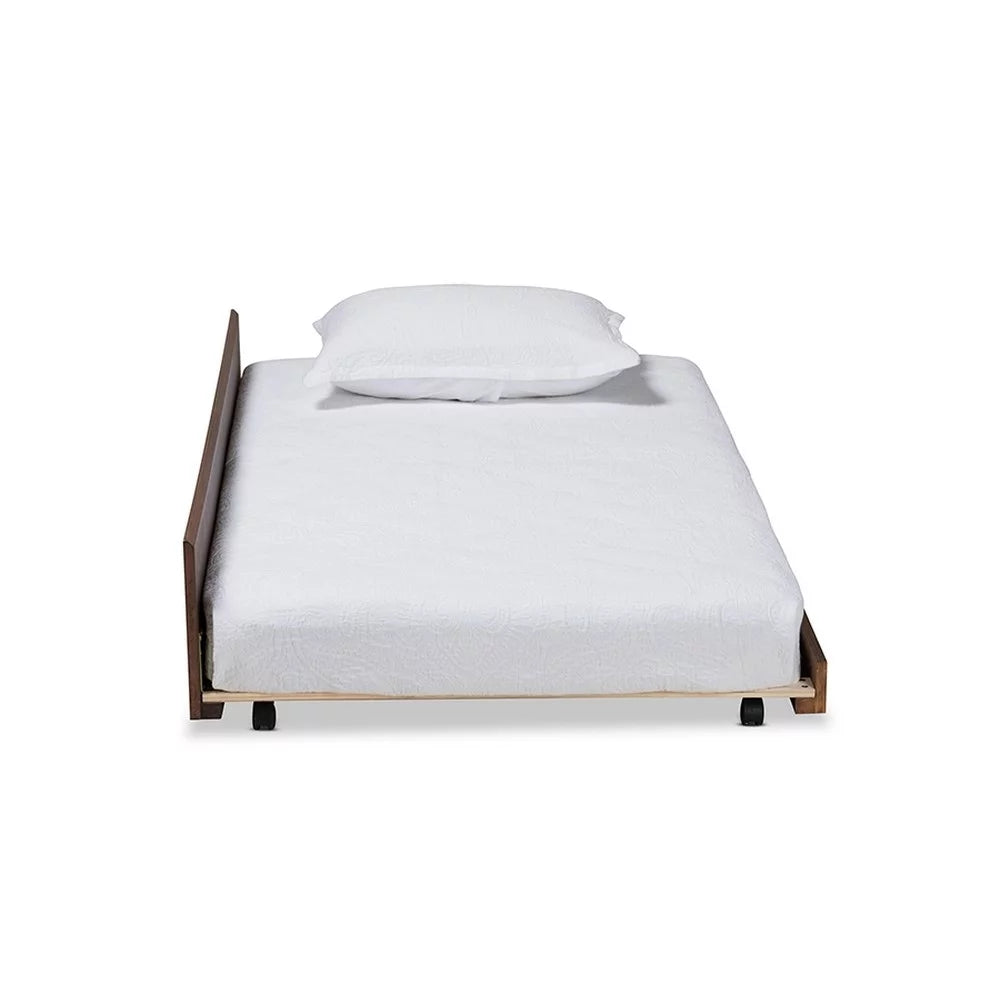 Walnut Brown Finished Wood Twin Size Trundle Bed M521236