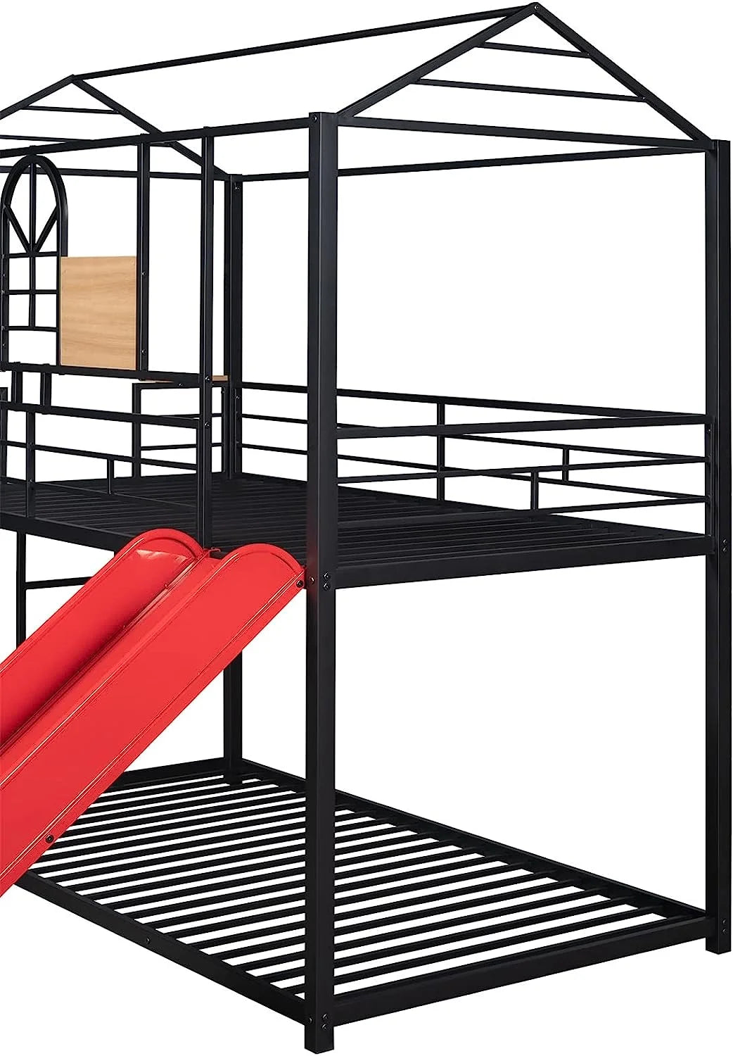 Twin Over Twin Metal Bunk Bed with Slide E909410