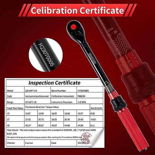 3/8-Inch Torque Wrench, Dual-direction 10-45ft.lb/13.6-61Nm, 72-Tooth Dual Range Scales with Quick Release Reversible Head Y732928