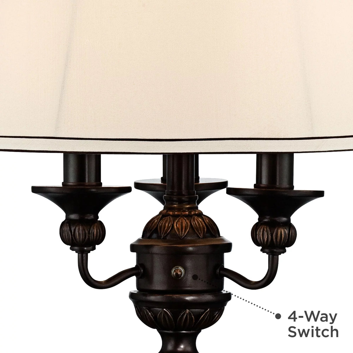 Traditional Table Lamp with White USB Dimmer Cord 37" Tall Bronze Golden Marbleized White Shade K6915