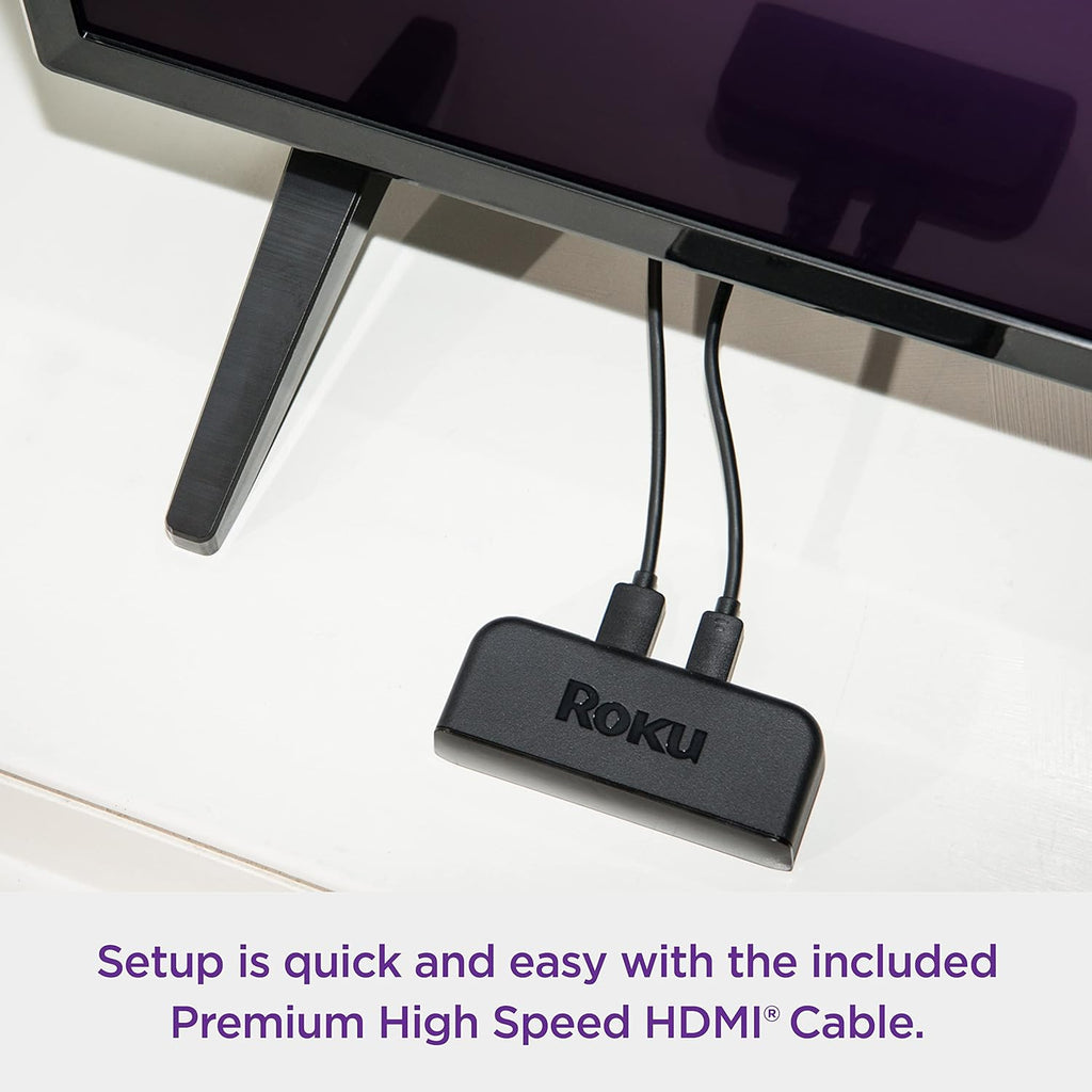 Black HD/4K/HDR Streaming Media Player with Remote and HDMI Cable E728