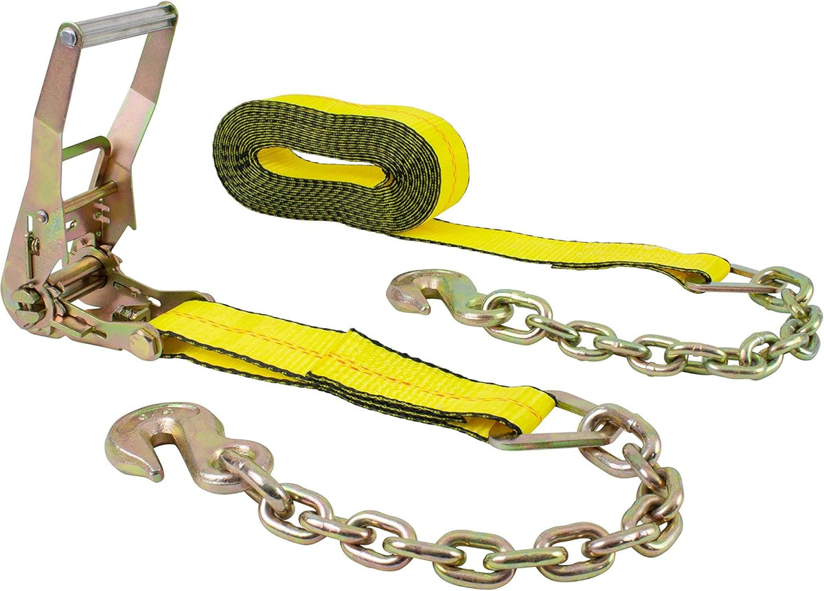 (2 Pack) 2 in. x 30 ft. Ratchet Strap with Chain Anchor WLL#3,400 lbs G23168