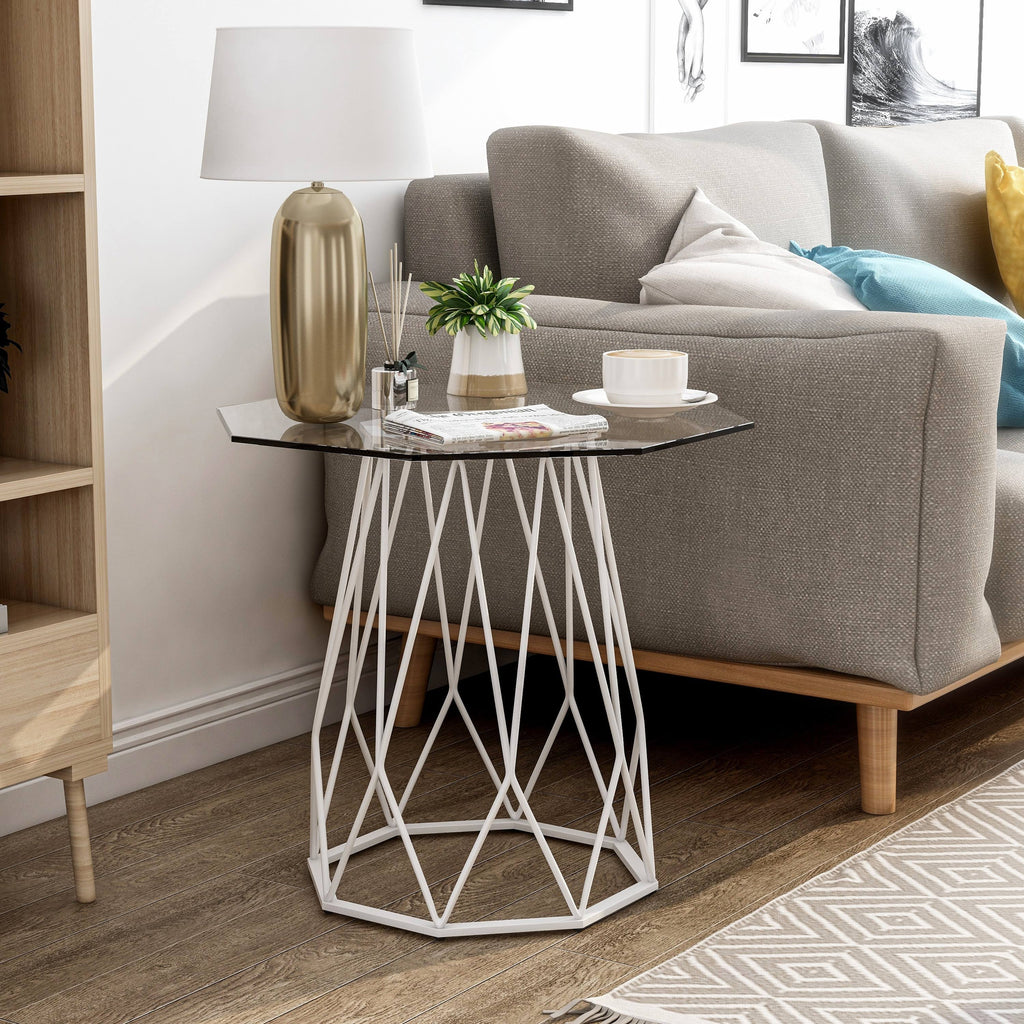 Black Glass Top End Table J1979
