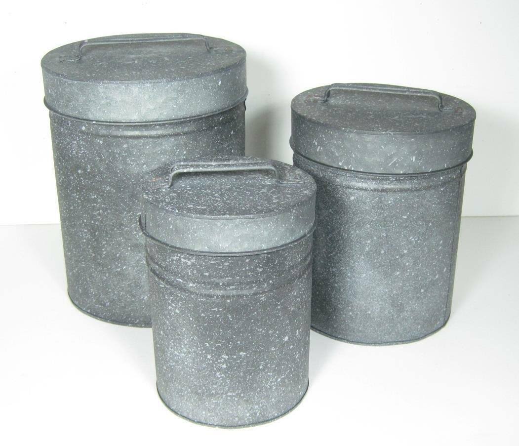 Metal Canisters with Lids, Set of Three J91413