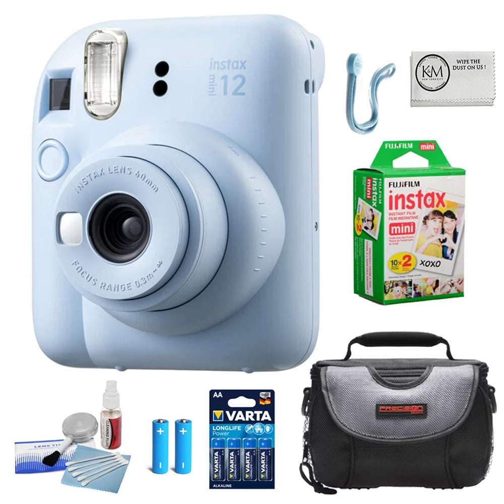 Pastel Blue Instant Film Camera with Case Batteries Lens Cleaning Kit V182485