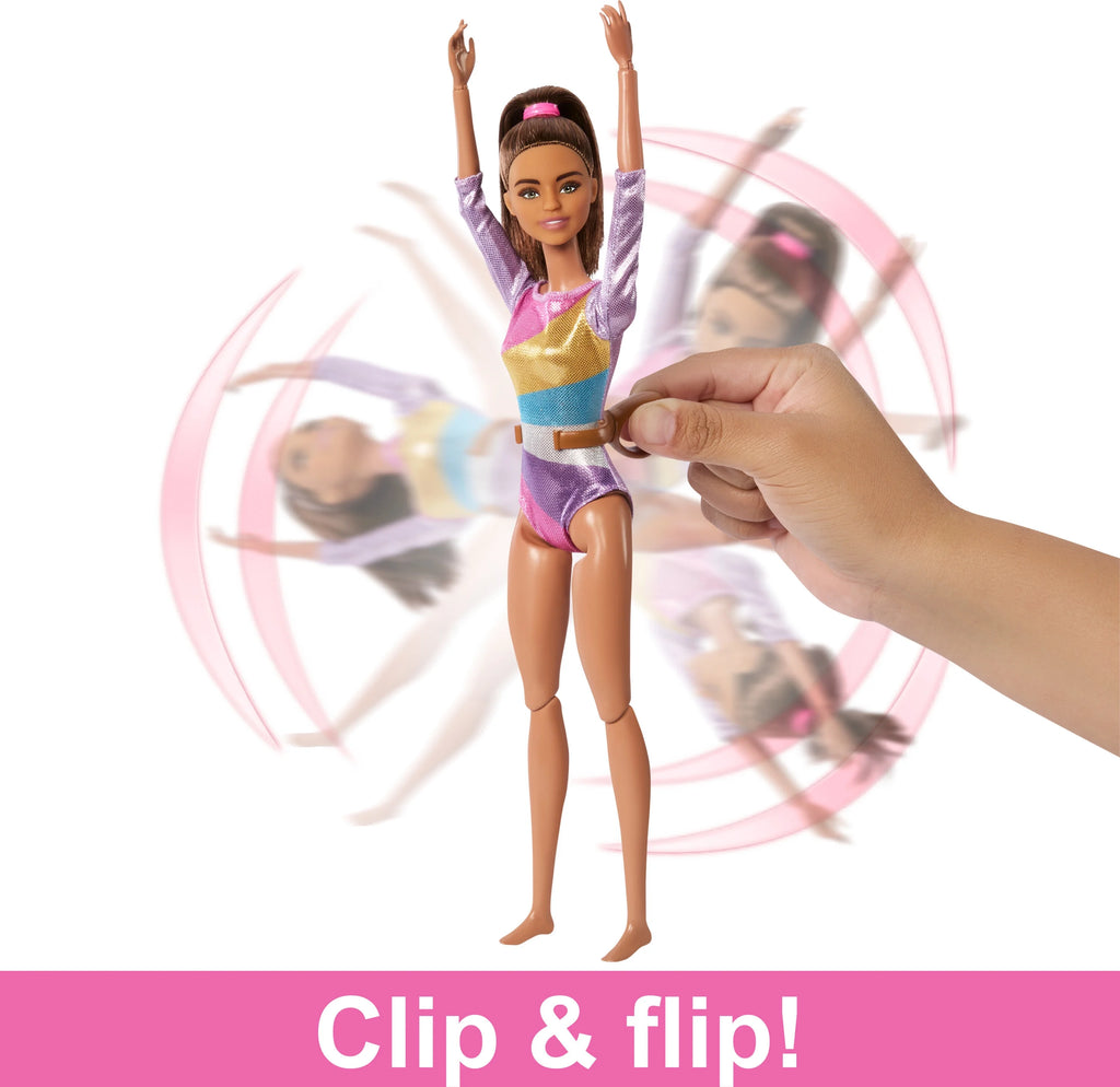 Brunette Fashion Doll Gymnastics Playset with Balance Beam and 10+ Accessories Q646