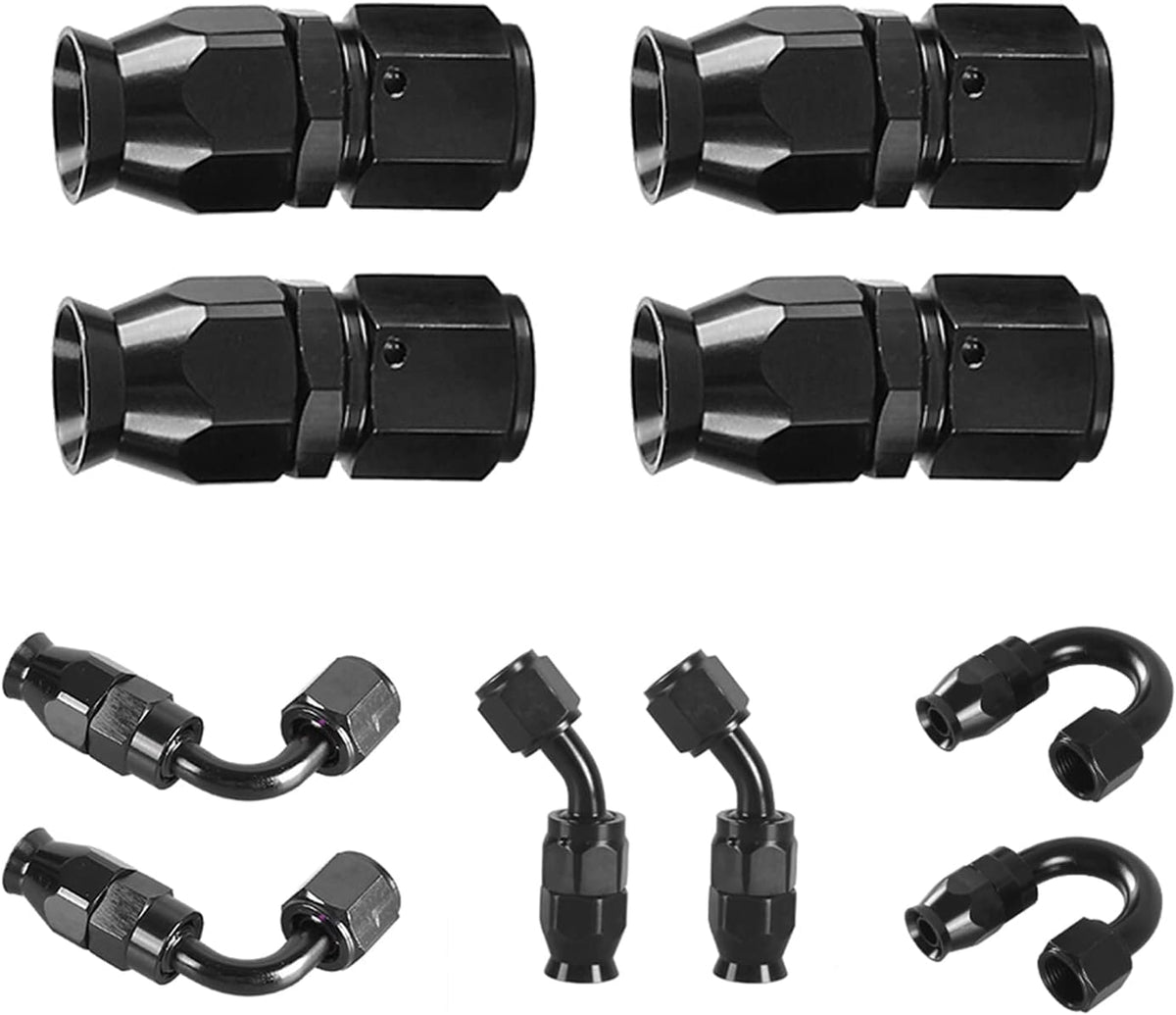 6AN PTFE E85 Braided Fuel Line Fitting Kit 10FT Transmission Oil Cooler Line Black Pack of 2 T94804