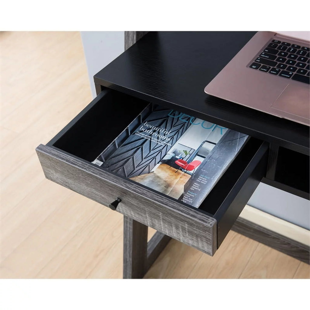 Modern Wood Writing Desk with Shelves D9259