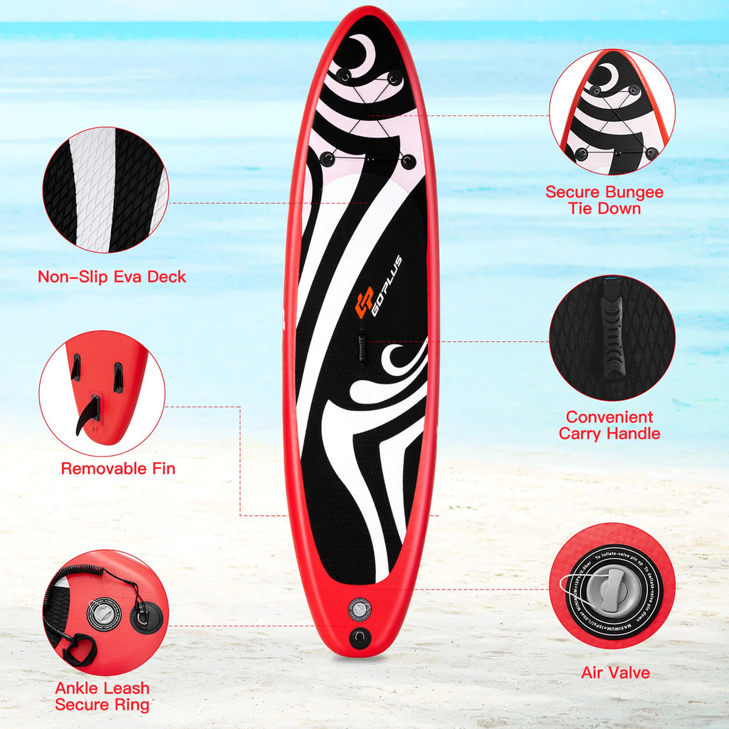 11' Inflatable Stand Up Paddle Board with Bag Paddle Pump Red K423