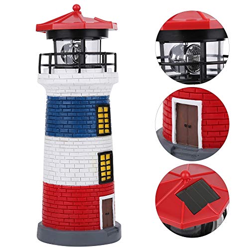 LED Solar Lighthouse Statue Rotating Lawn Decorations G871401