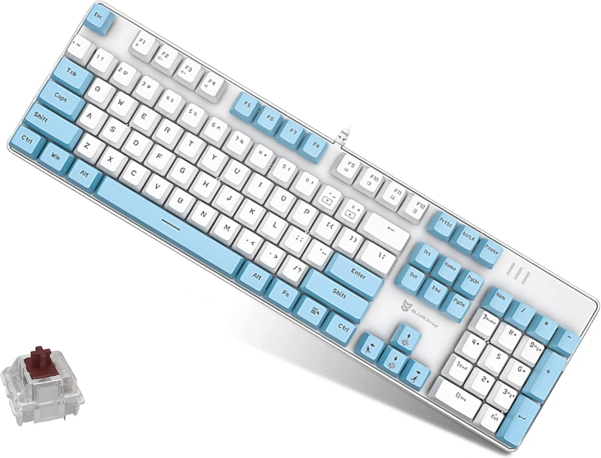 White-Blue 104 Keys Mechanical Gaming Keyboard Y24802