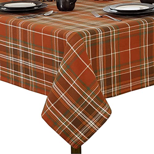 70 Inch Round 100% Cotton Plaid Tablecloth A508