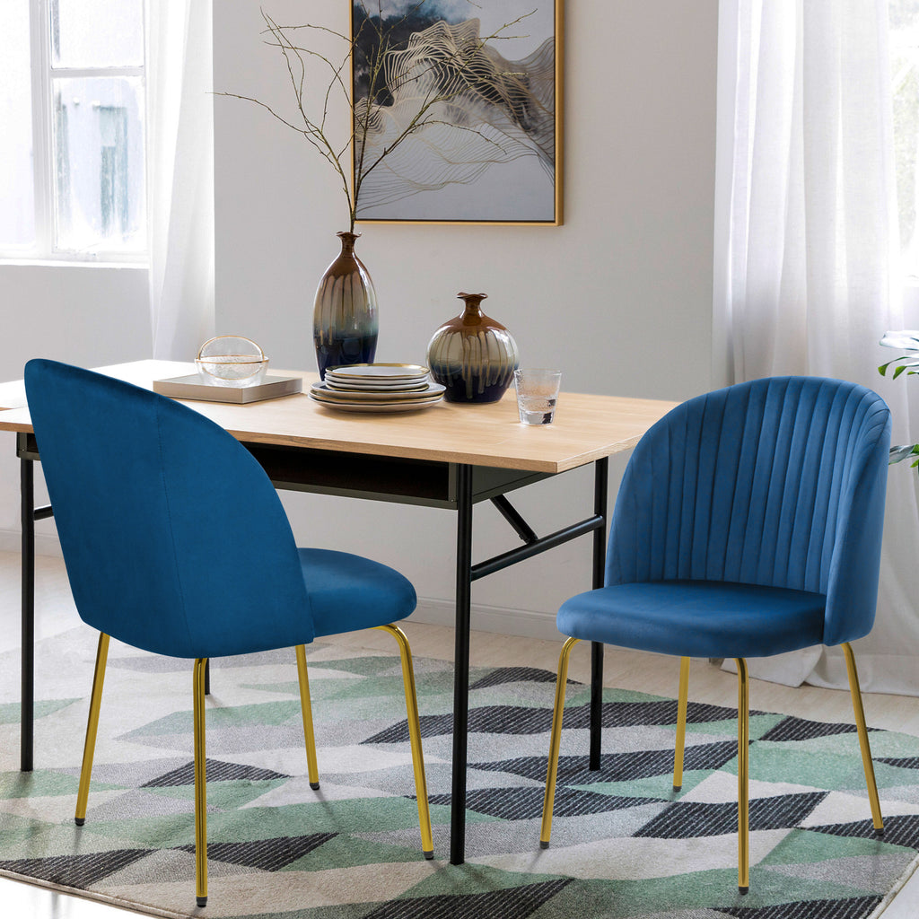 Blue Velvet Dining Chairs Set of 2 Y94537