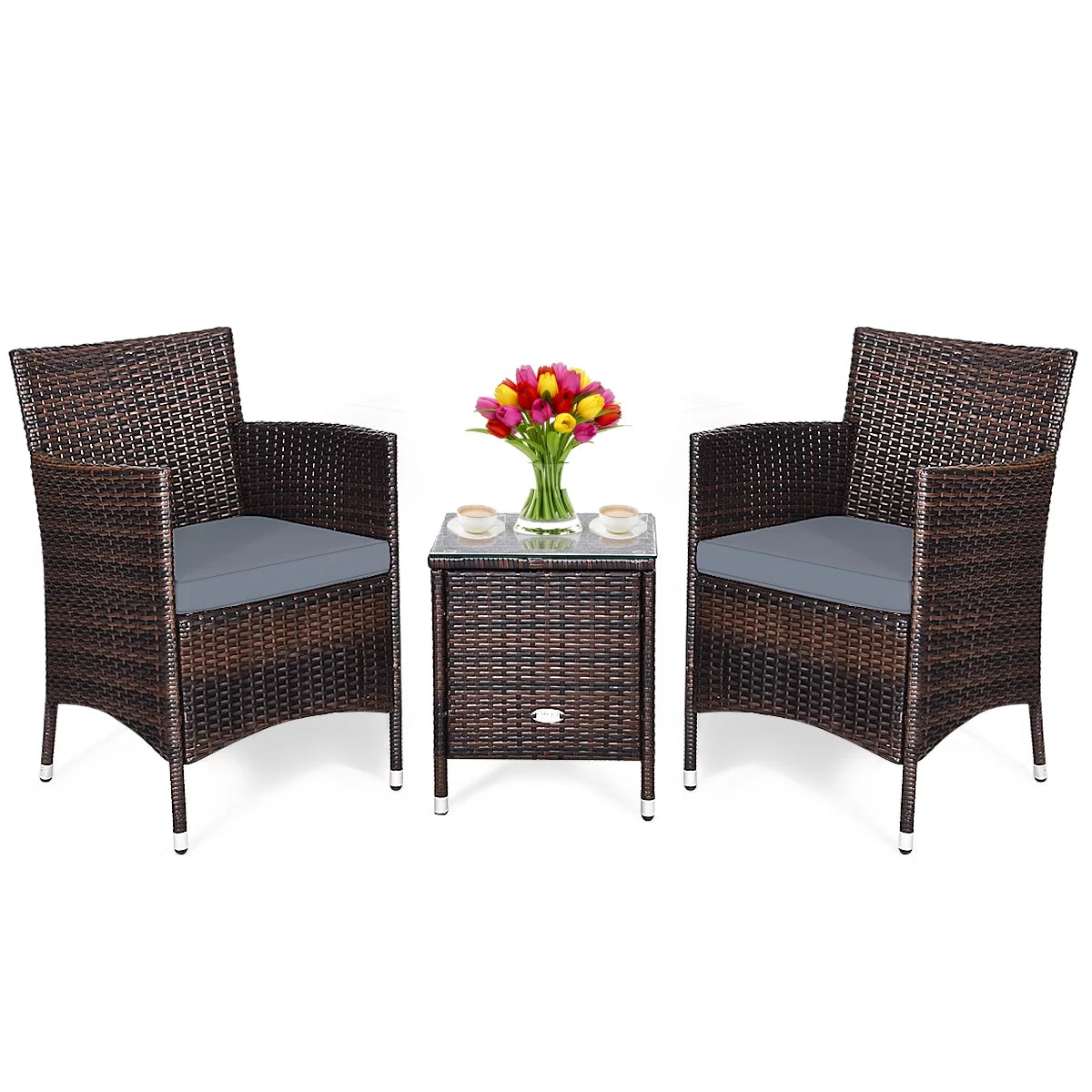 Outdoor Rattan Conversation Set 3 Pieces V3151