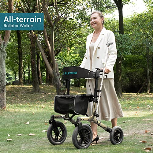 Compact Folding All-Terrain Rollator Walker with Rubber Wheels (Orange) N97908
