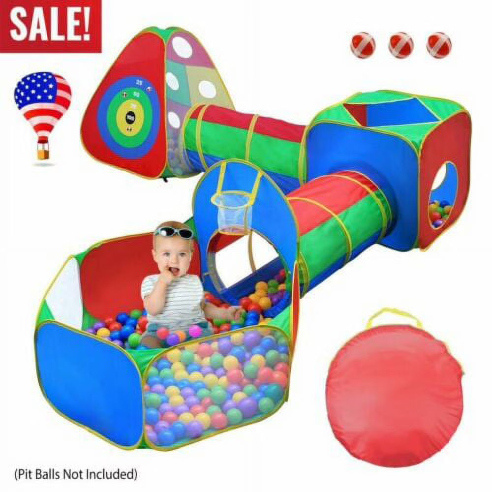 5 Pieces Kids Pop Up Play Tent Crawl Tunnel Ball Pit Playhouse D908560