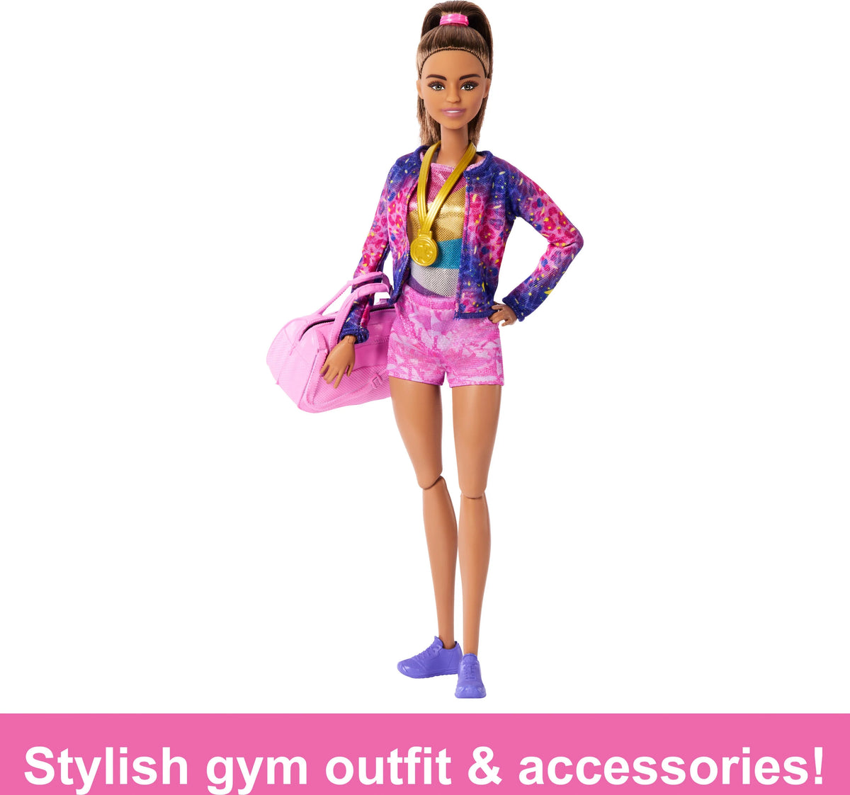 Brunette Fashion Doll Gymnastics Playset with Balance Beam and 10+ Accessories Q646