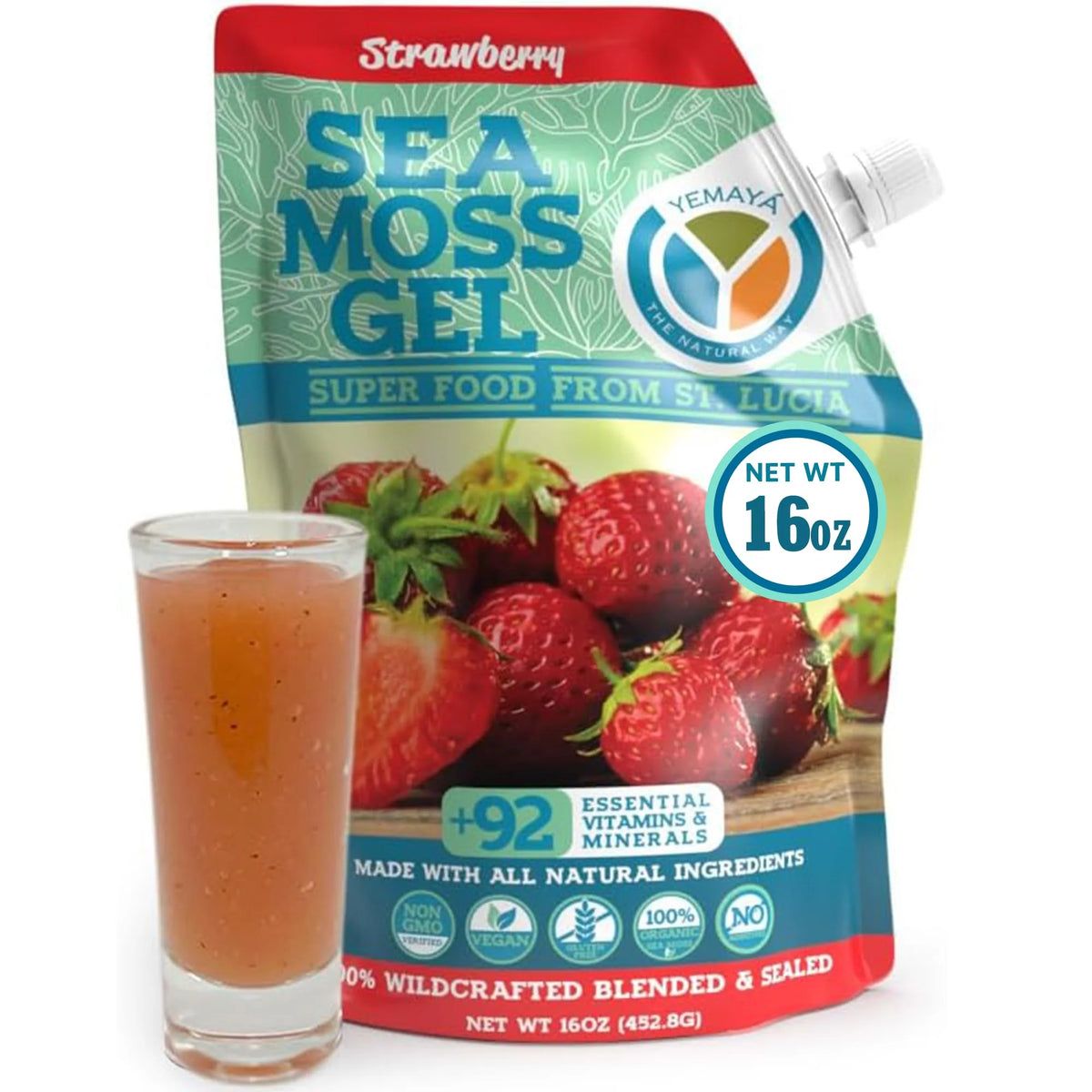 Organic Sea Moss Gel 16 Ounces Strawberry R398