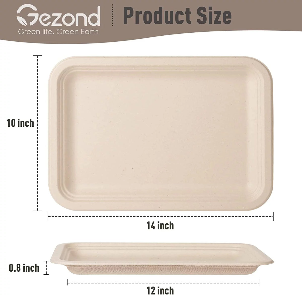 50 Pack 14-inch Compostable Sugarcane Food Trays Z680