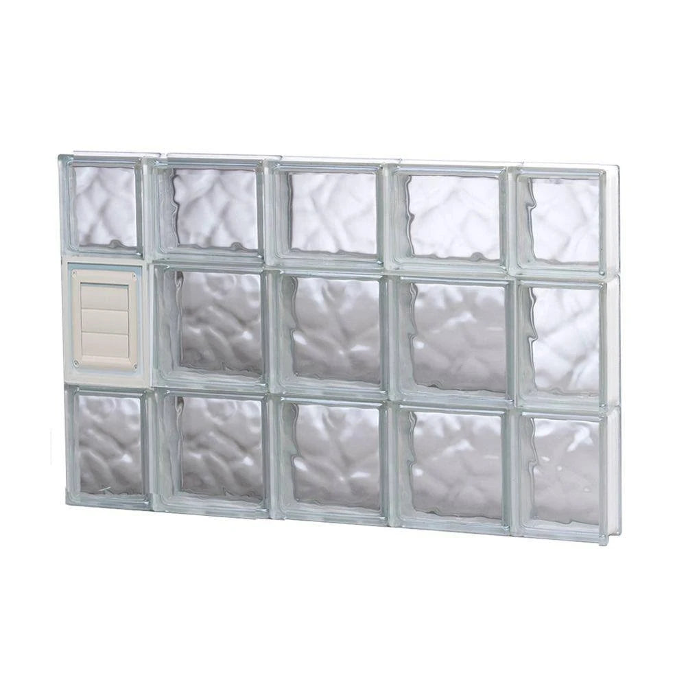 Wavy Pattern Frameless Replacement Glass Block Window W117
