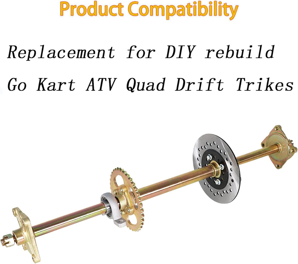 32 Live Rear Axle Kit Disc Rotor Wheel Hub Replacement for Go Kart ATV Quad Drift Trikes E6778