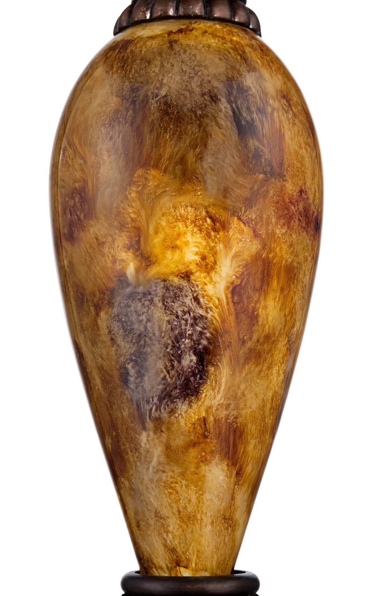 Traditional Table Lamp with White USB Dimmer Cord 37" Tall Bronze Golden Marbleized White Shade K6915