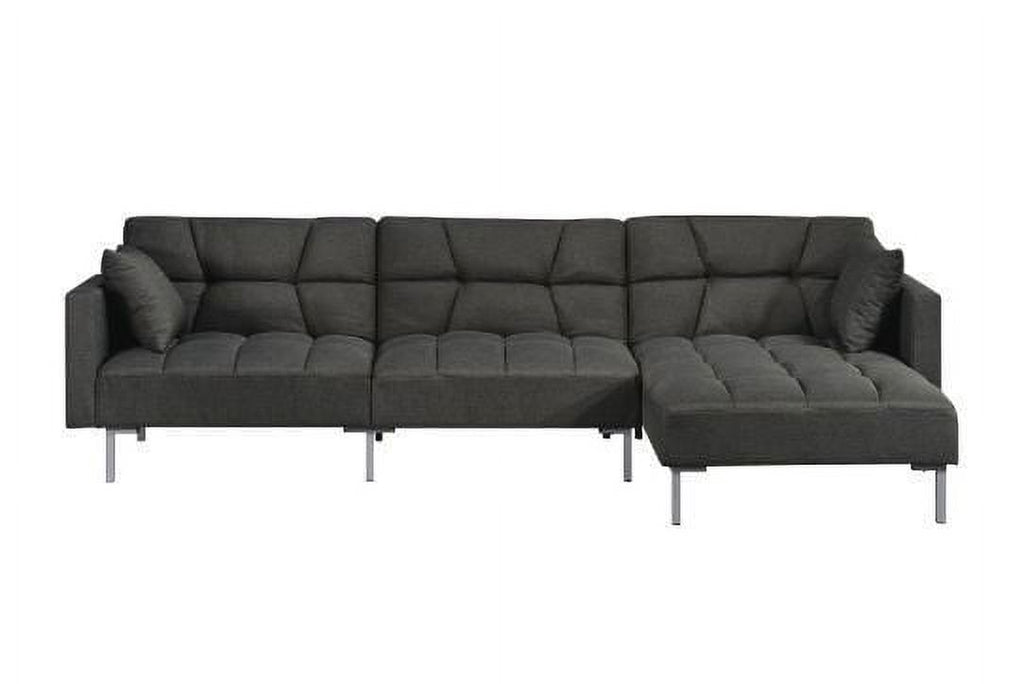 Adjustable Fabric Sectional Sofa with 2 Pillows Dark Gray K8015