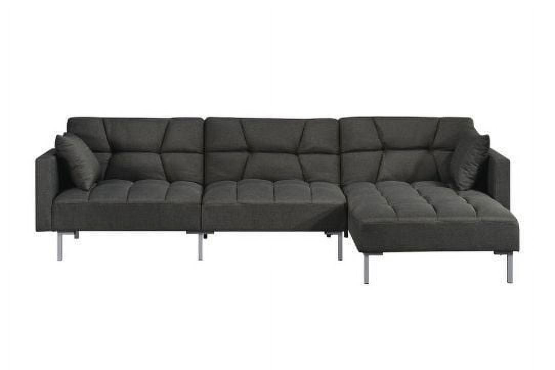 Adjustable Fabric Sectional Sofa with 2 Pillows Dark Gray K8015