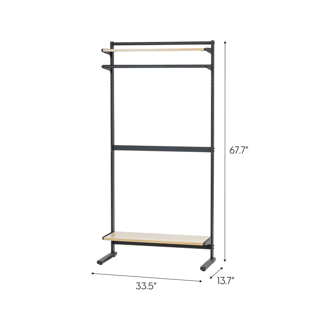 Portable Shelving Unit with 2 Adjustable Shelves and Clothing Rod W6785