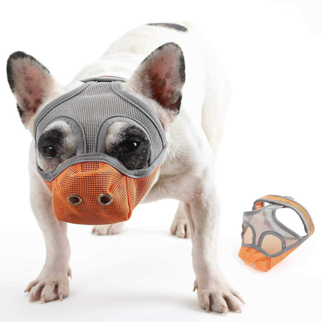 Short Snout Dog Muzzle Adjustable Breathable Mesh J4933