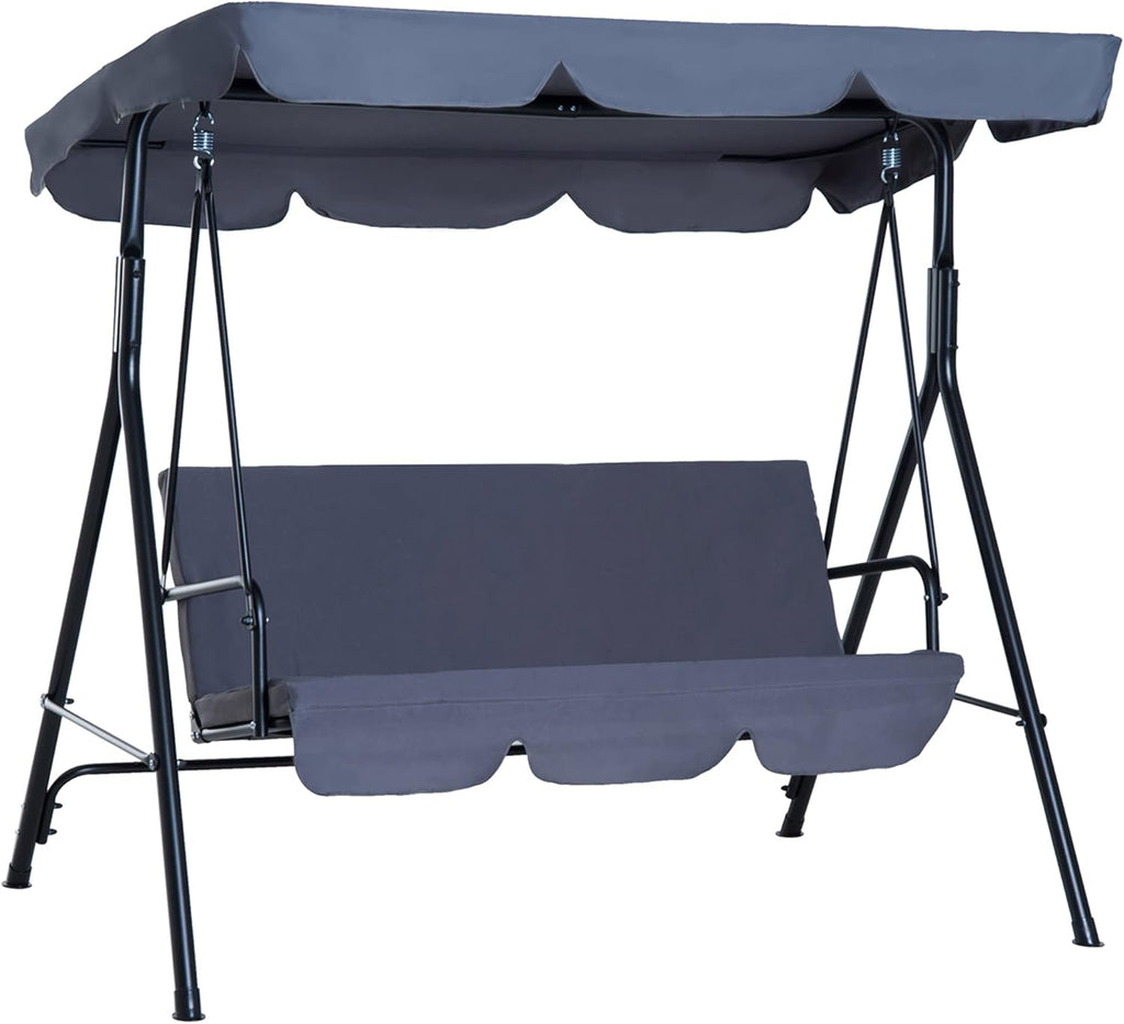 Grey 3-Person Porch Swing with Canopy V151579
