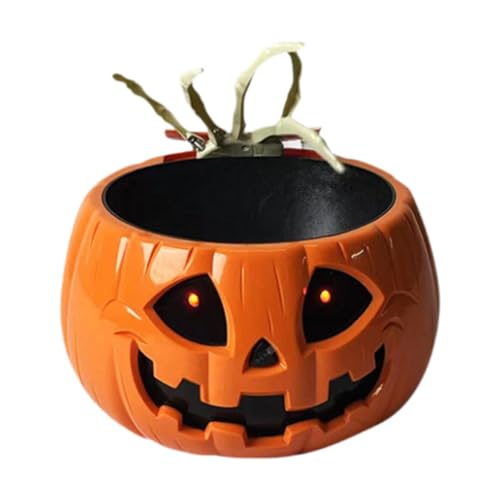 Halloween Candy Bowl with Moving Skull Hand and Glowing Red Eyes V95625