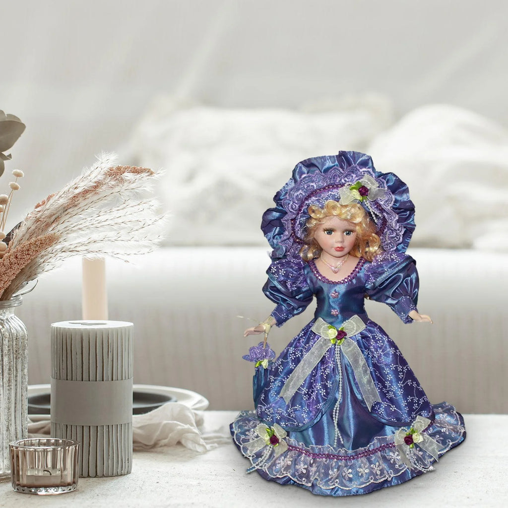 Violet Porcelain Dollhouse Lady with Dress Q50333