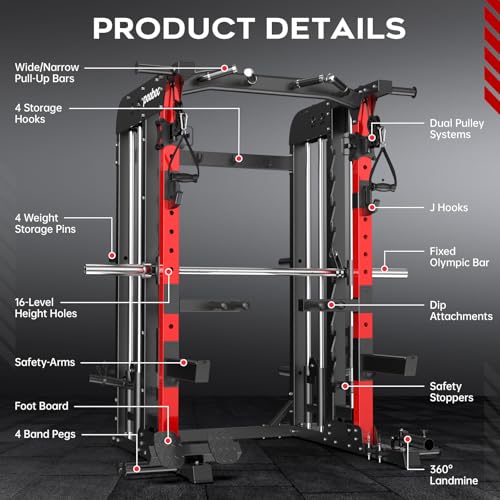 2000LB Squat Rack with LAT-Pull Down and Cable Crossover System H4426