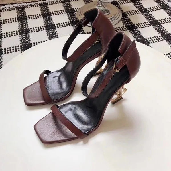 Burgundy Leather Sandals P8109