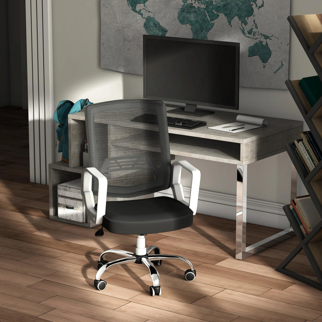 White Fabric Height Adjustable Desk Chair H86077