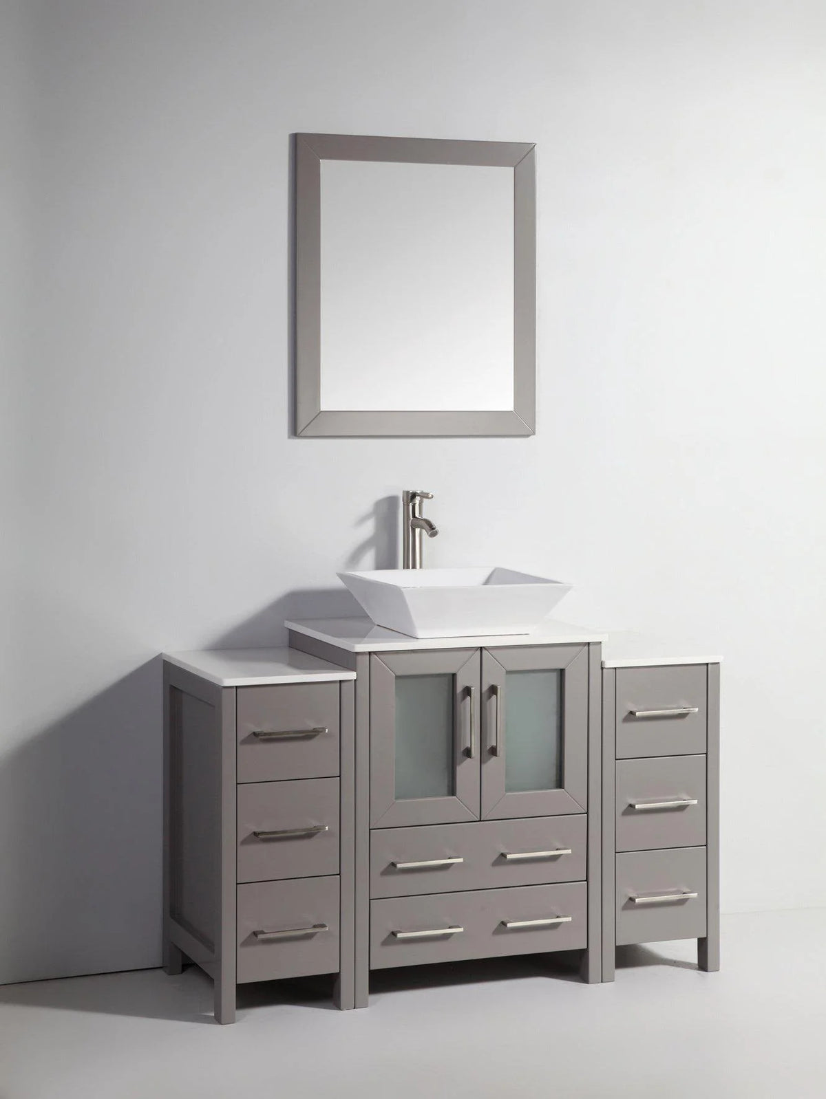 48 in. Grey Bathroom Vanity with White Ceramic Top and Mirror J4166
