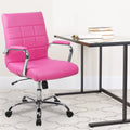 Mid-Back Pink Vinyl Executive Swivel Office Chair with Chrome Base and Arms T422