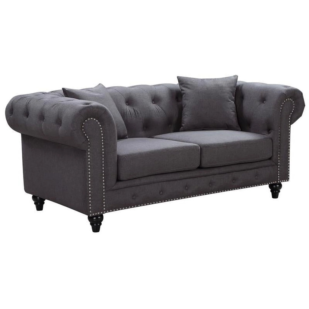 Chesterfield Loveseat with Accent Pillows A388
