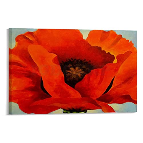 Red Flowers Canvas Wall Art Poster 12x08inch Unframe-Style H303732