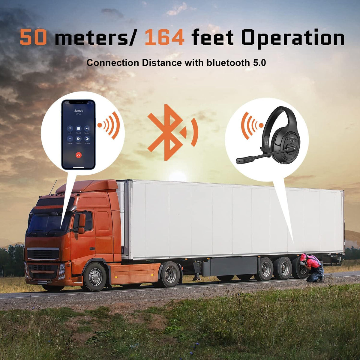 Noise Canceling Trucker Bluetooth Headset with Microphone T820