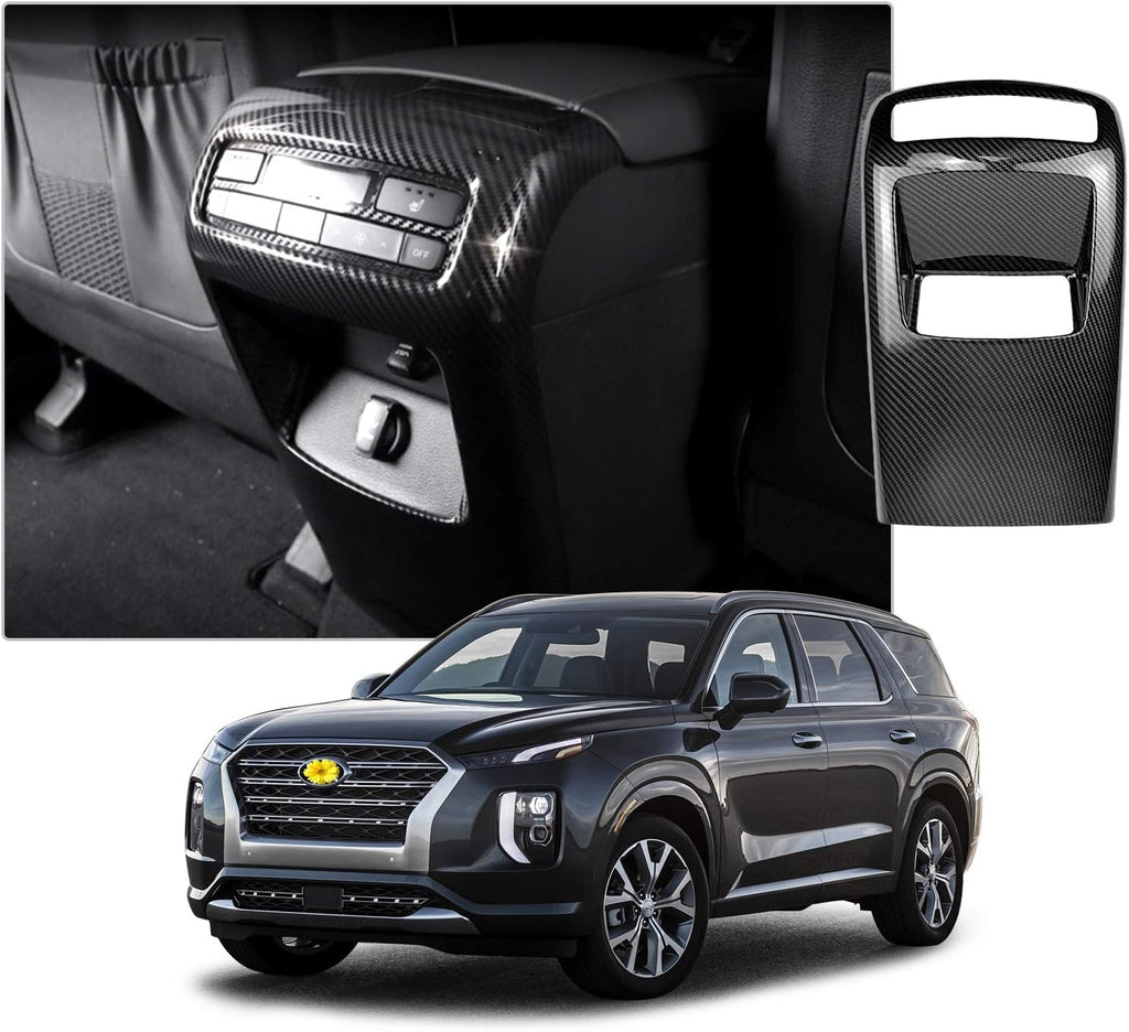Rear Vent Cover Trim for Palisade Carbon Fiber Style Interior Second Row AC Vent Outlet Cover Trims Pack of 2 W273