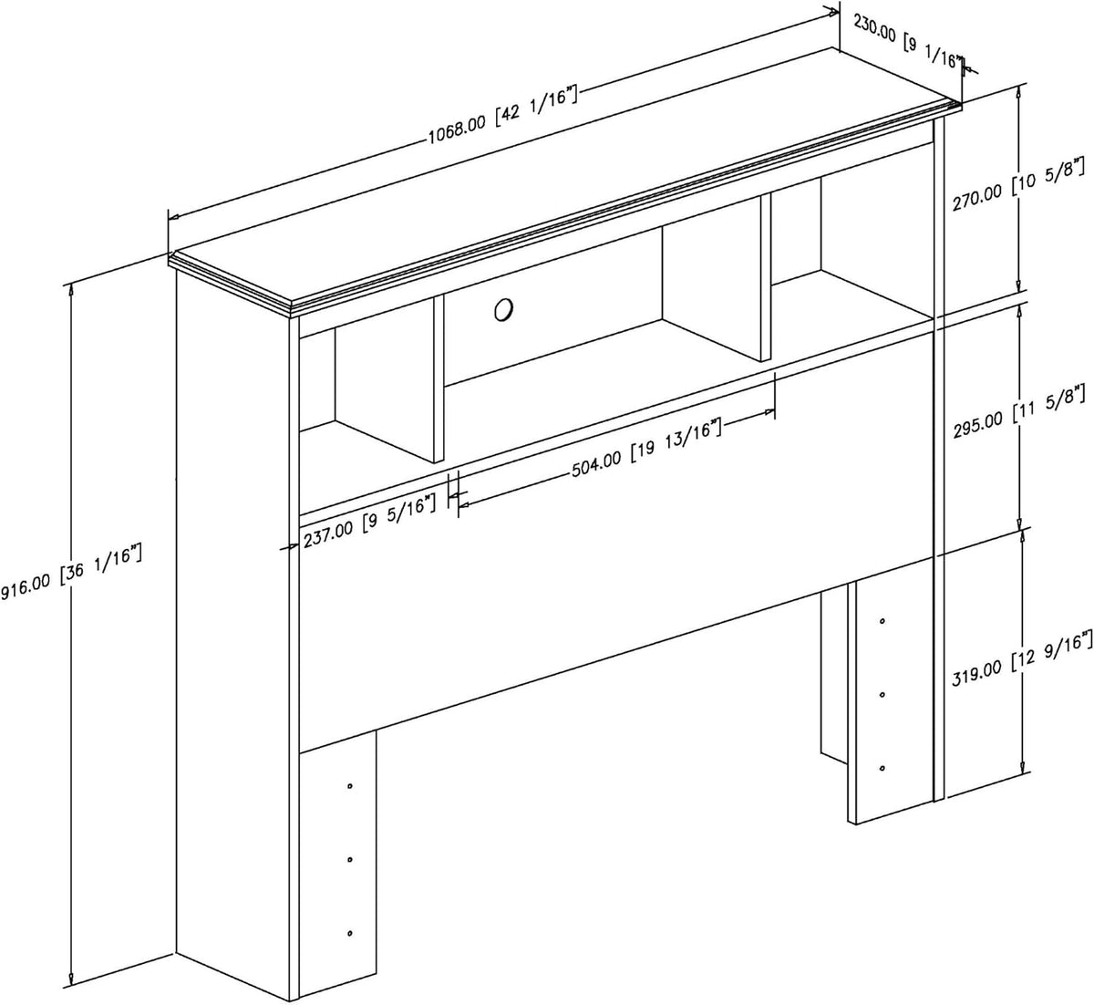 Country Pine Bookcase Headboard V613