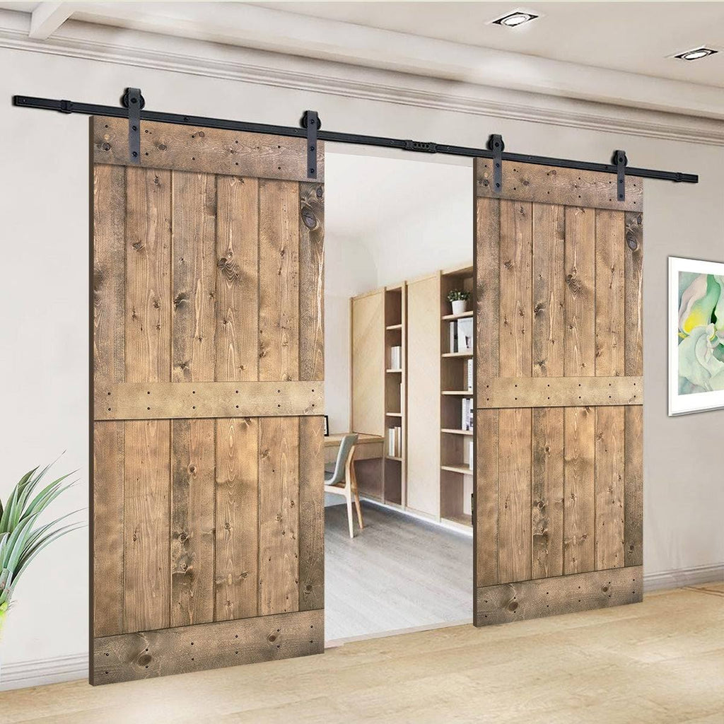 Paneled Wood Double Barn Door Set of 2 P45017