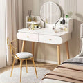White Vanity Table Set with Mirror and 2 Drawers D54171