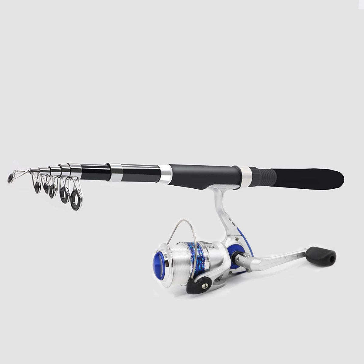 2.1m 2PCS Collapsible Carbon Fiber Telescopic Fishing Rods Spinning Reels Combo Set F789
