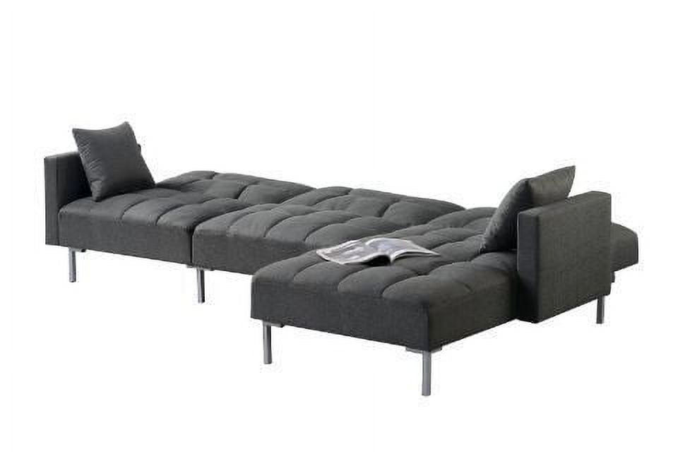 Adjustable Fabric Sectional Sofa with 2 Pillows Dark Gray K8015