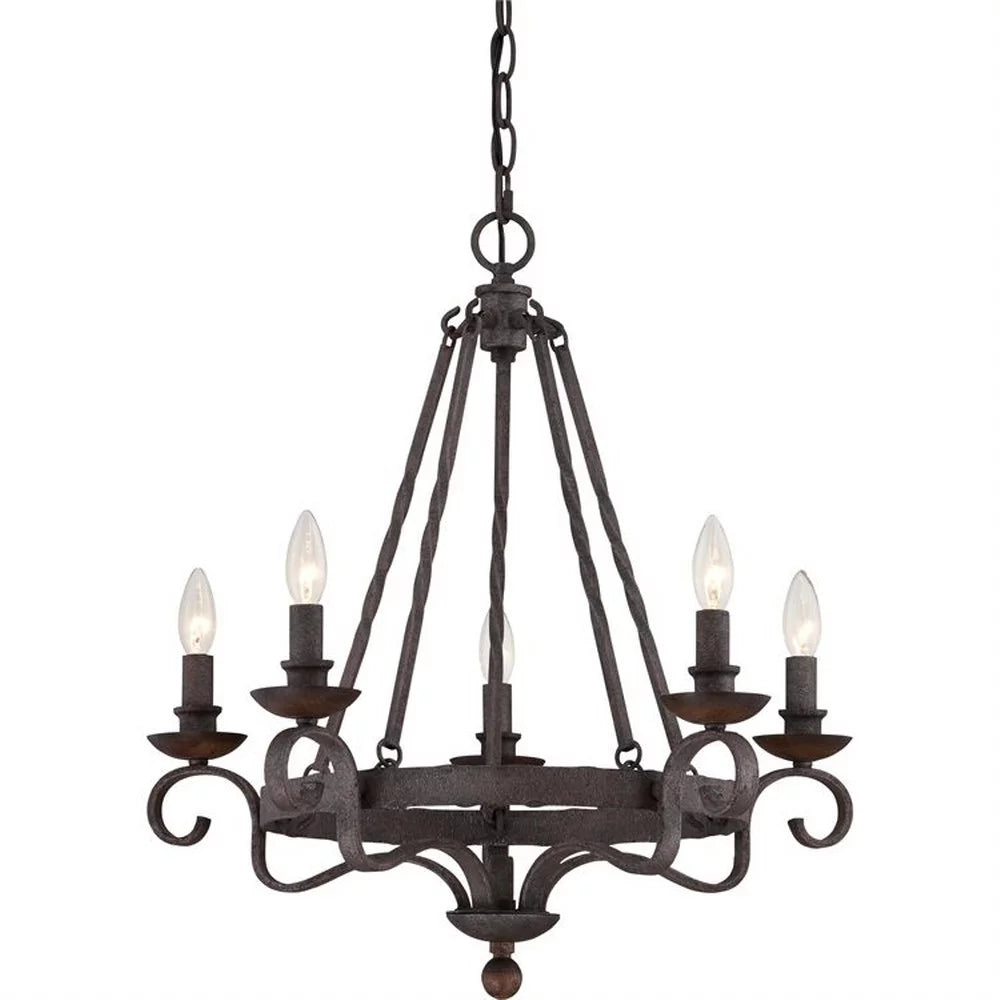 Five Light Chandelier Rustic Black Q314